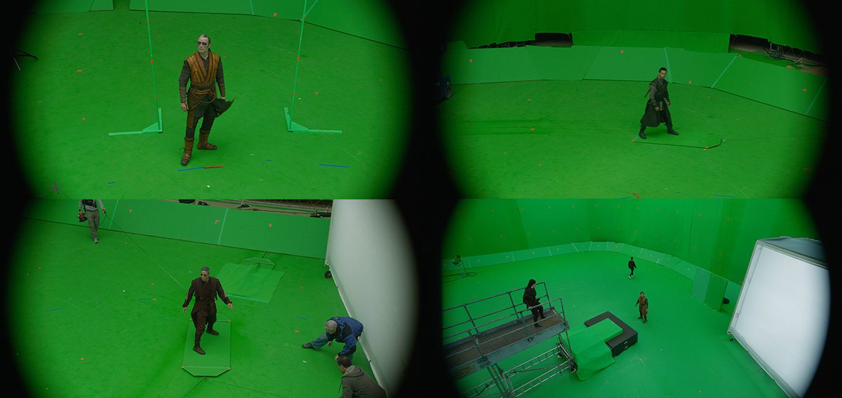 Various greenscreen elements. Image © 2016 Marvel. Courtesy ILM.