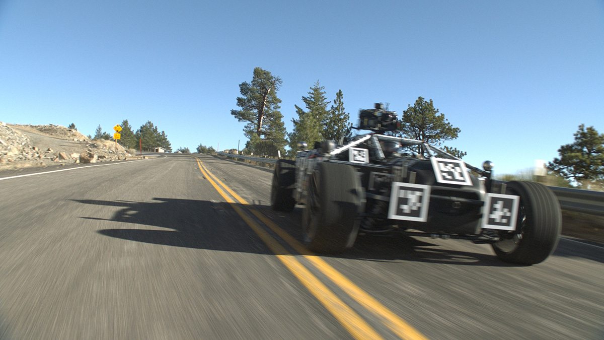 For 'The Human Race' the Blackbird tracking car stood in for a completely cg vehicle.