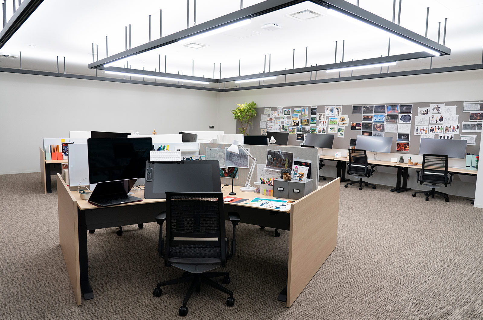 <strong>Designers’ Garage:</strong> This space seats up to 10 designers and artists. At launch, designers will focus on creating conceptual art at the early developmental stages of an anime series or film to ensure creative staff is aligned on the look and feel of a project.