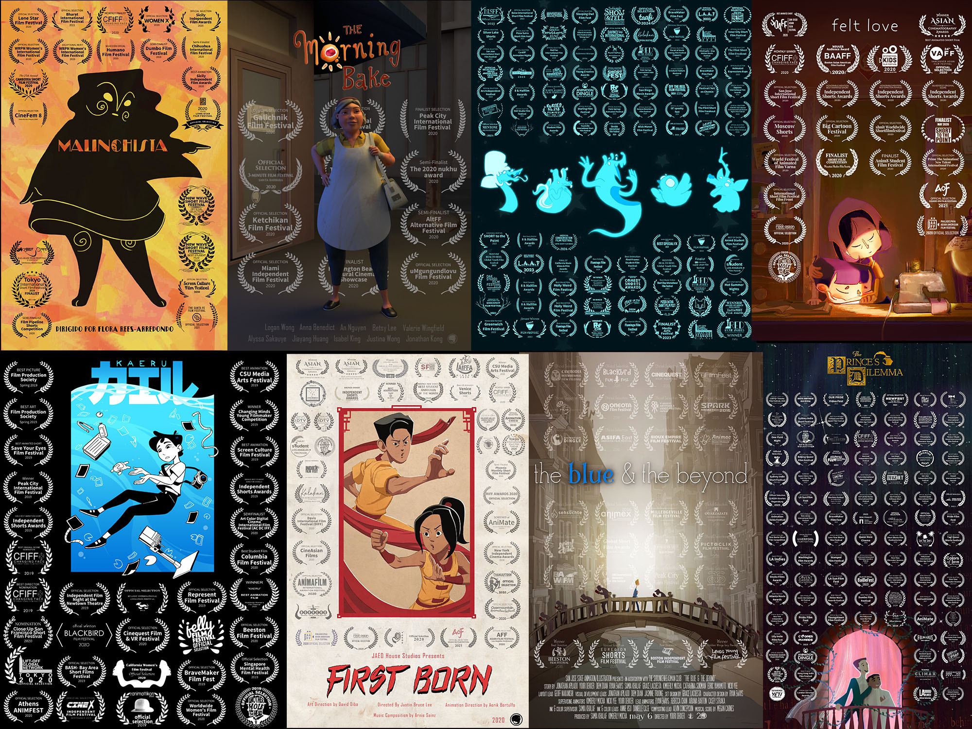 Examples of the award-winning films made by SJSU students.