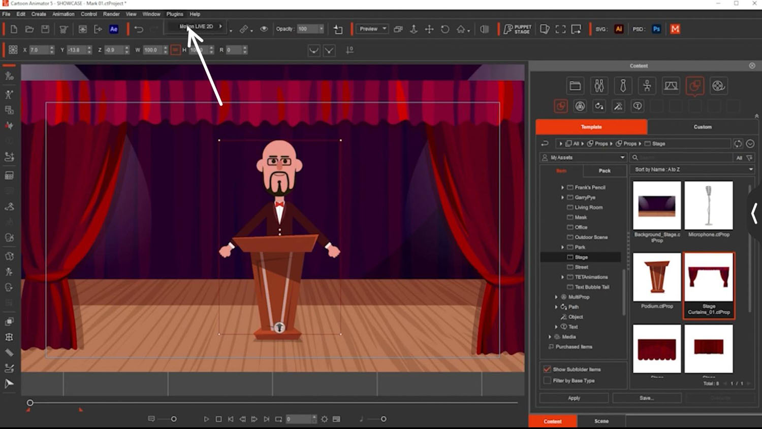 Real-time animated livestream host
