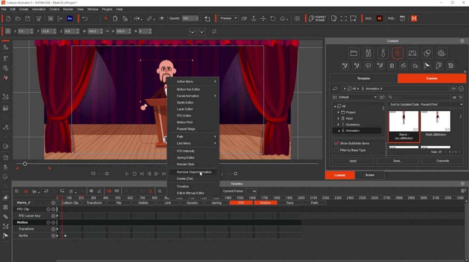 Real-time animated livestream host